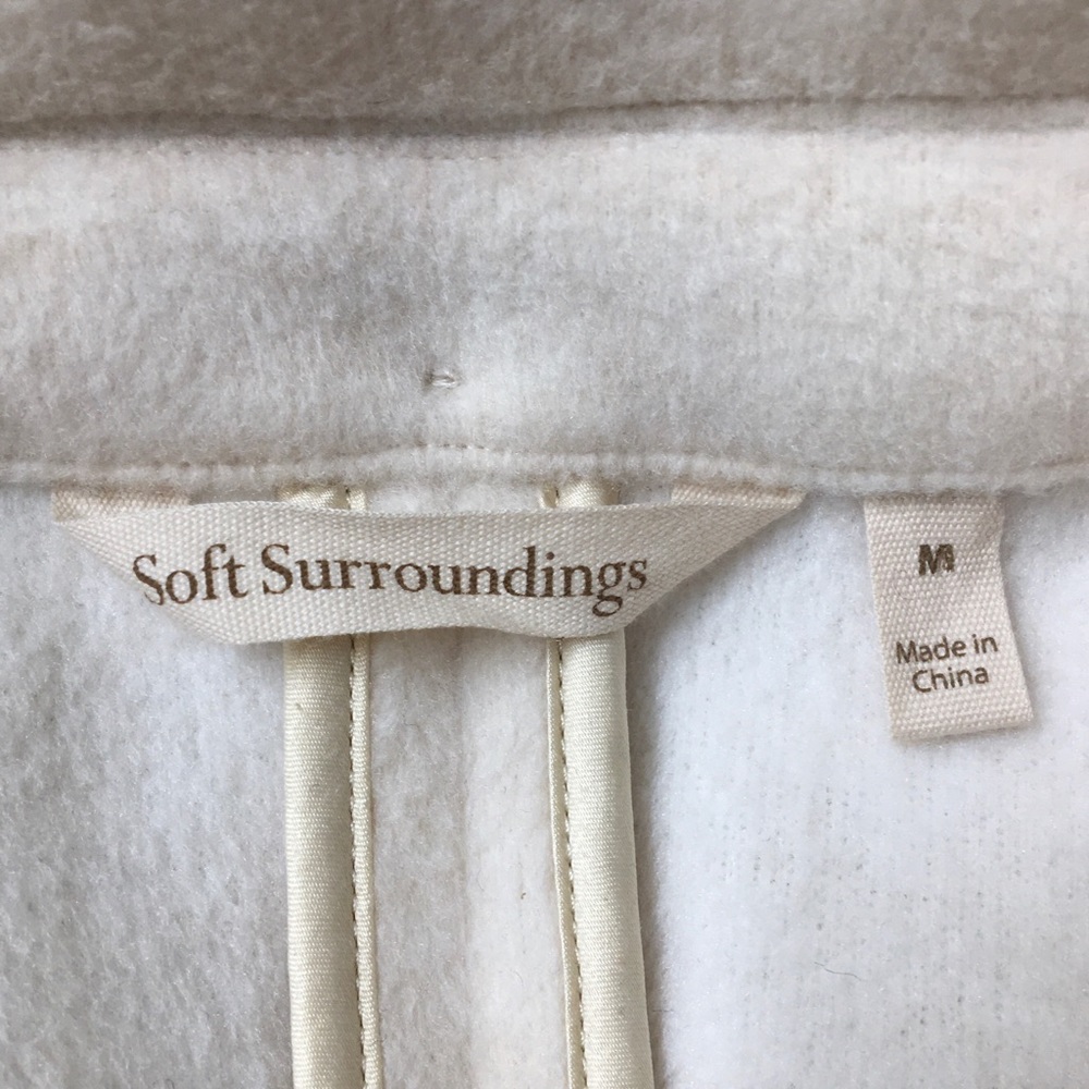 Soft Surroundings Torrente Fleece Hooded Jacket Coat Cream Ivory Medium - Picture 13 of 16